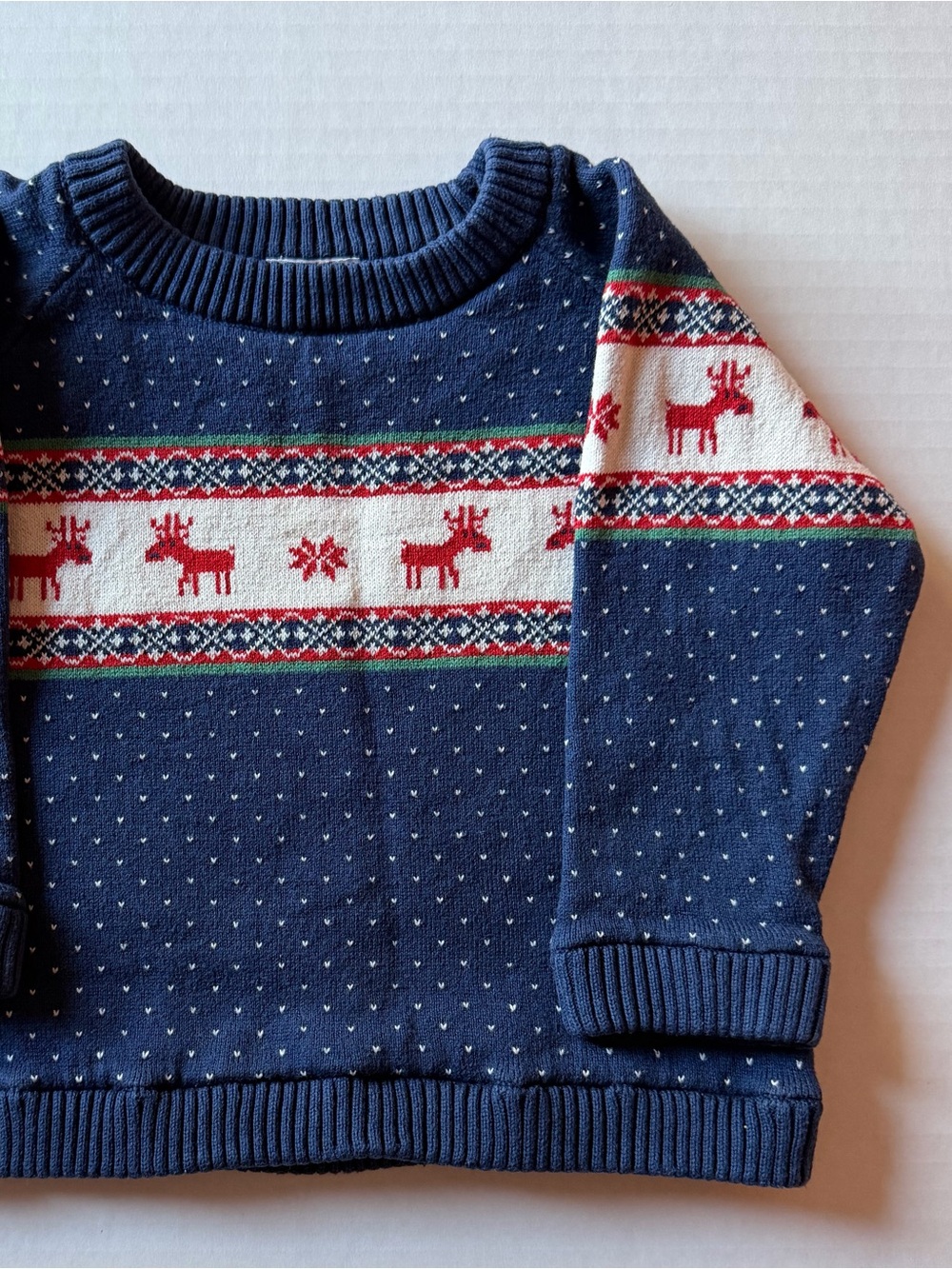 Hanna Andersson Reindeer Fair Isle Cotton Knit Sweater 18-24M